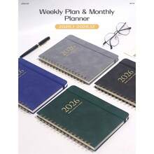 一套140页2026年计划本，包含周计划和月计划，螺旋装订，硬封面，适用于春节、教师节、圣诞节、儿童节等节日，高品质日记本，是办公、居家、学校用品、派对礼品、市场营销活动、商务礼品、广告礼品、促销品、会议礼品、福利礼品、节日礼品、奖励和纪念、公关礼品的理想之选。 - 彩色 - 查看 10