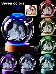 Customized Photo Crystal Ball Night Light, Personalized Crystal Ball With Illuminated Wooden Base, Customizable Photo Crystal Ball LED Base With Colorful Lighting, An Ideal Gift For Women, Men And Couples, Suitable For Valentine's Day, Wedding Anniversary And Other Occasions - Multicolor - View 2