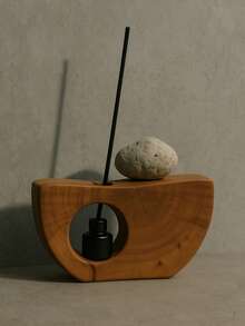 1件北欧风格镂空雕花木石花瓶，创意弧形桌面摆件，适用于客厅/门厅/卧室/书房，可插干花、人造树枝和芦苇草。 - 彩色 - 查看 8