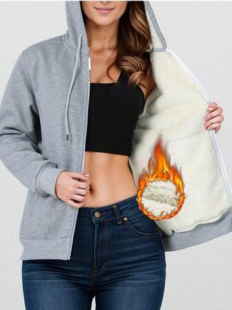 Hoodies For Women Winter Fleece Sweatshirt,Full Zip Up Thick Sherpa Lined Hooded Jacket