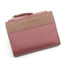 1pc Women's Short Wallet, Casual PU Leather Purse, Multi-Slot Credit Card Holder, Compact Money Bag With Zipper - Màu Hoa hồng đỏ - Xem 1