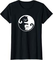 Camiseta de conexión mutua de gato yin yang - Blanco - Ver 8