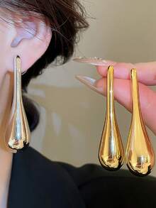 1/2 Pair Fashionable Lightweight CCB Earrings, Extra Long Smooth Water Drop Dangle Earrings, Suitable For Daily Wear And Women's Jewelry Gift