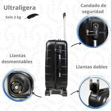 Maleta 20 Pulgadas Sin Documentar Ligera Doble Llanta Candado Fijo - Negro - Ver 4