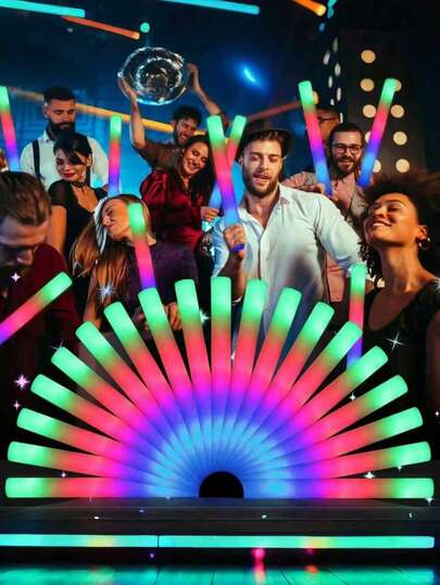 1/12/24PCS Foam Sticks, LED Glow Sticks For Party Decoration, Colorful Flashing Glow Sticks, Glow Sticks For Christmas Weddings, Birthday Concerts, Festivals, New Year's Nightclubs, Graduation Parties, And Halloween Carnival Parties