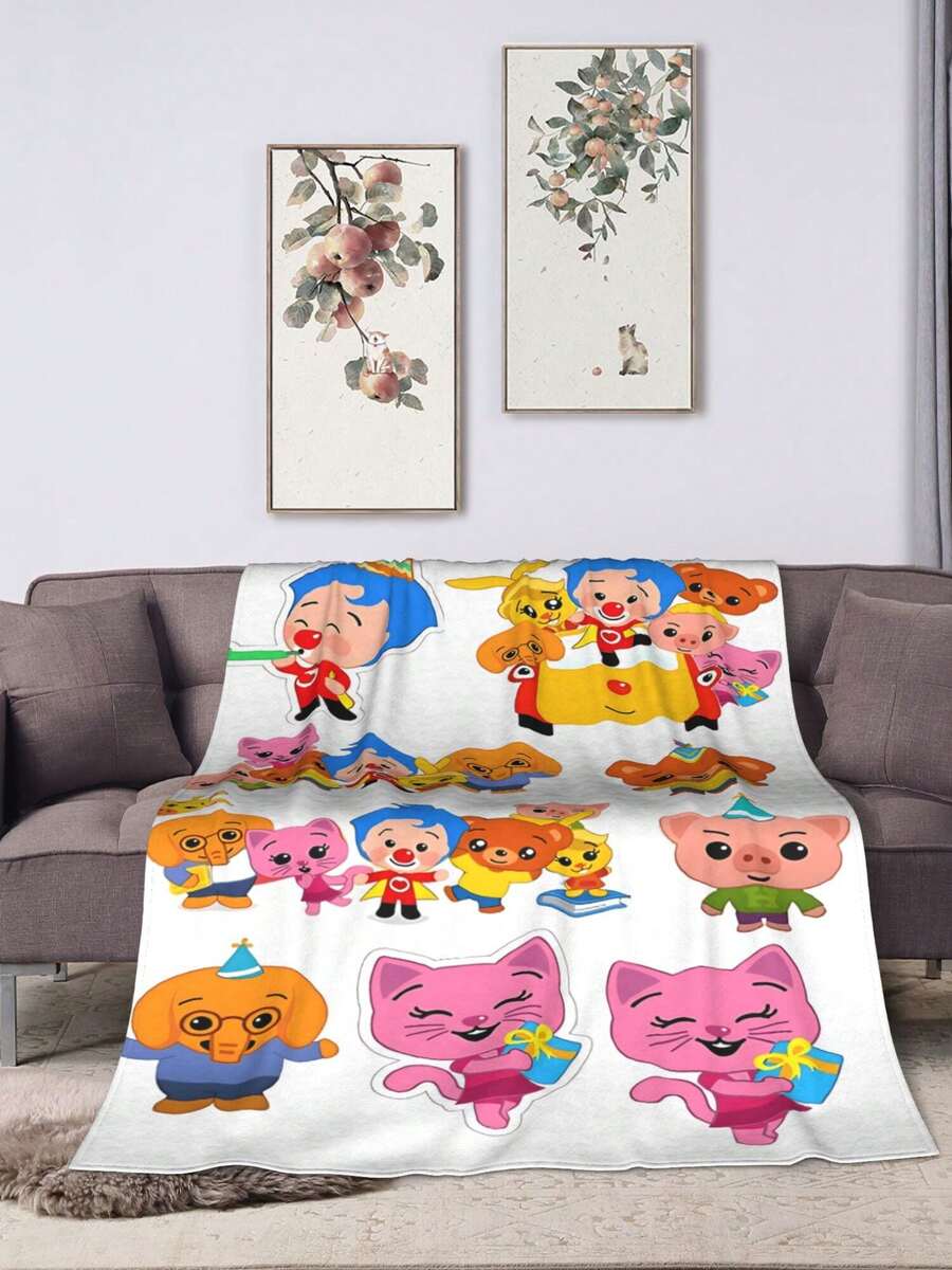 1pc Plim Plim Gifts Blankets Ultra Soft Flannel Throw Blankets For Living Room Decor Bedroom Couch Sofa Chair Office Car - 黑色 - 查看 1