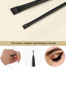 六件套化妆刷套装，包括斜角眉刷、眼线刷、眉毛染色刷、超薄倾斜平角化妆刷、眼影刷、唇刷和粉底刷，适用于精准上妆。美妆工具套装，化妆刷套装，化妆刷套装，化妆刷套装，全套化妆刷，化妆刷套装，全套化妆工具，化妆刷套装，化妆刷套装，化妆礼盒套装 - 彩色 - 查看 6