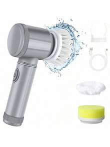 双色懒人电动清洁刷，USB充电，多刷头设计，适用于厨房、水槽、鞋子、卧室、汽车和浴室清洁，去污好帮手，完美的圣诞礼物 - 淺灰色 - 查看 11