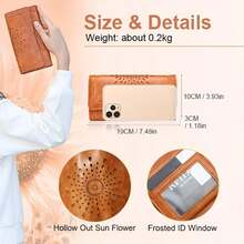 Womens Wallets RFID Blocking Clutch Long Wallet For Women Card Holder Phone Organizer Ladies Travel Purse Hollow Out Sunflower Design Gift - màu nâu - Xem 3