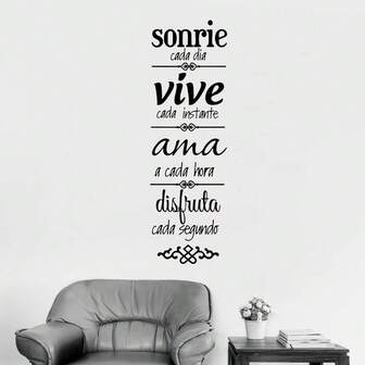 1 pieza Pegatinas de pared con frases en español para decoración del hogar, pegatinas de vinilo impermeables adecuadas para decoración de oficina, habitación, dormitorio, cocina