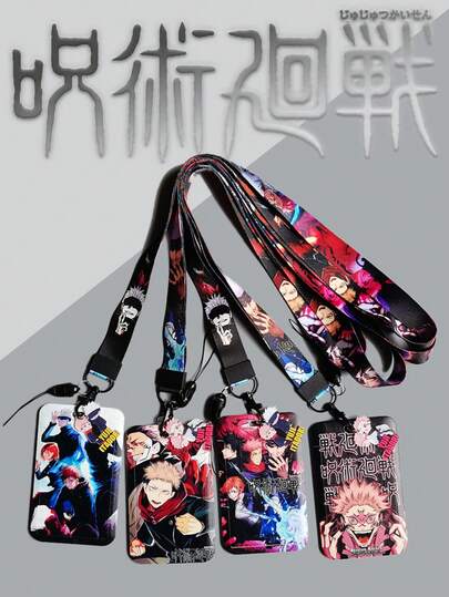 1 buc Suport pentru card de autobuz de înaltă definiție cu desene animate anime, Gojo, Yuji, Geto, Sukuna, Nobara, Nanami, Megumi, Pandantiv breloc cu model colorat, Potrivit pentru card de autobuz, card de campus, card de acces, card bancar, card de identitate, card de student, suport pentru insignă de muncă, convenabil de transportat, cadou, Pandantiv pentru geantă, Breloc