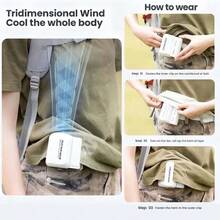 Nouveau ventilateur de taille, ventilateur portable avec 3 vitesses de vent, convient pour la randonnée, la course et autres activités extérieures - Blanc - Voir 7