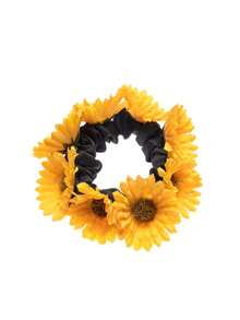 1pc Women Flower Decor Boho Scrunchie Hair Decoration Hair Ties Ponytail Holders Hair Elastics Hair Rubber Bands Scrunchies Hair Rope Elastic Hair Tie, Hair Bobbles Hair Accessories - 珊瑚橙 - 查看 7