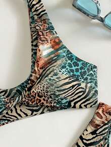 Bộ bikini hai mảnh dây xoắn in hoa thanh lịch dành cho nữ, ngọt ngào và gợi cảm, thích hợp cho các bữa tiệc bãi biển, kỳ nghỉ hè. - Nhiều màu - Xem 3