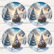 4 piezas/8 piezas Posavasos con tema navideño, almohadillas absorbentes con estampado navideño, tapetes para café, posavasos para cocina, mesa, habitación, decoración de bar, regalos navideños