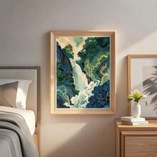 1PC Travel, Vintage Classic And Fashionable Style Canvas Paintings, Hokusai Style Japanese Waterfall Landscape Canvas Art Posters, Frameless Wall Arts Decor, Home Office, Bathroom, Living Room, Bedroom, Study, Corridor, Dining Room, Coffee Shop Decor(No Frame) - Multicolor - View 3