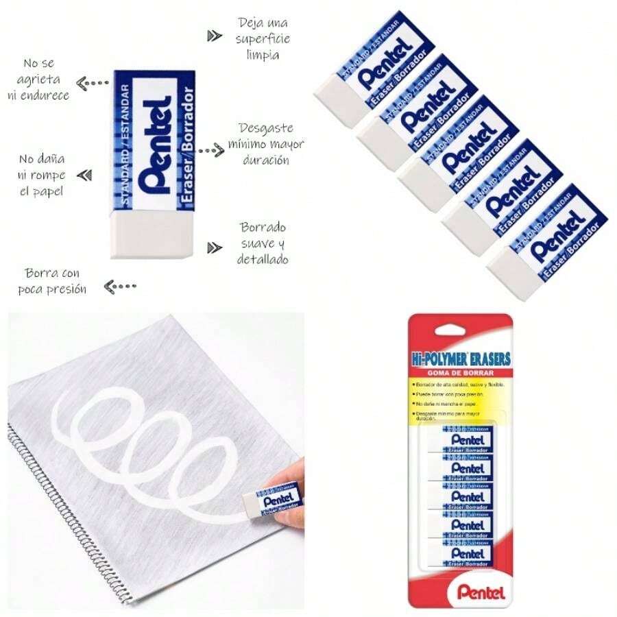 Hi - Polymer BorradorGoma de Borrar, Blanco, Paquete de 5 Piezas, ZEHE03 - BP5 - blanco - Ver 1