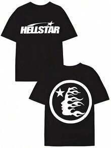 Double-Sided Digital Printed T-Shirt With "" Motif 1Pcs Casual Soft Short Sleeve Pure 100% Cotton 220gsm T - Shirt ,UnisexLeisure - màu đen - Xem 8