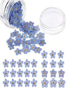 50 Natural Forget-Me-Not Dried Flowers, Real Flowers, For Accessories, Candle Making, Card Making, DIY Resin Decorations, Nail Art Decorations - Blue - View 3