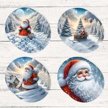 4 piezas/8 piezas Posavasos con tema navideño, almohadillas absorbentes con estampado navideño, tapetes para café, posavasos para cocina, mesa, habitación, decoración de bar, regalos navideños