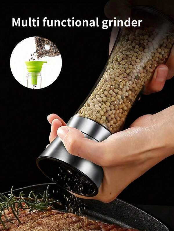 Molinillo ajustable de pimienta y sal marina - Envío de embudo de color aleatorio - Electrodoméstico portátil para cocina al aire libre, campamento, viaje de carpa, senderismo, barbacoa y cocina del hogar - Con molinillo de especias manual