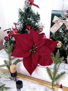 3/6 szt. Sztuczne kwiaty poinsecji - Kwiaty poinsecji na choinkę DIY, trawnik, dekoracje wiszące na zewnątrz