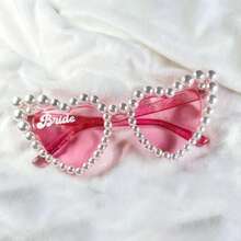 1 Peça Óculos de Sol em Forma de Coração com Pérolas: Acessórios de Decoração de Casamento e Noiva, Acessórios de Foto para Despedida de Solteira