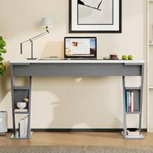 Home Office Desks - White+Gray - View 4