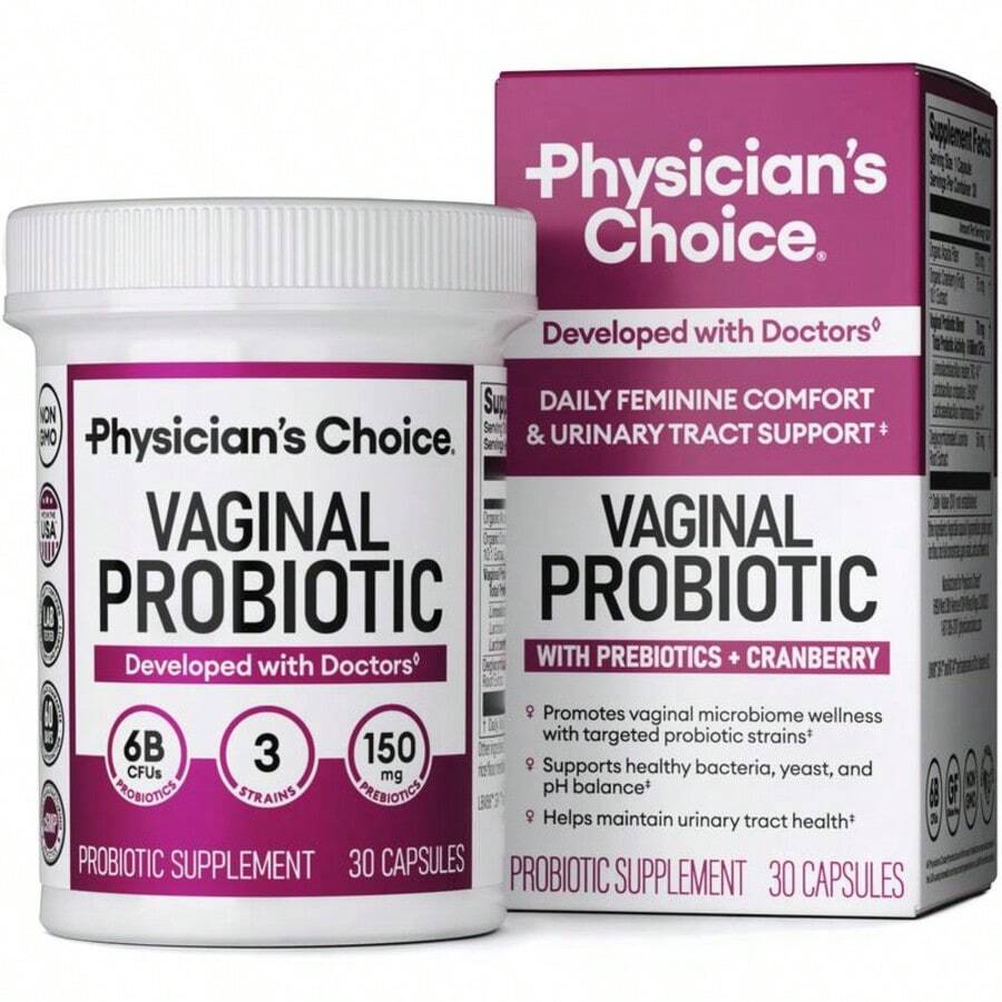 Physician's Choice Vaginal Probiotic - Odor Control, PH Balance & Daily Feminine Health Support With Cranberry And Prebiotics For Women, Free Shipping, Daily Health Care - No flavor - 查看 1
