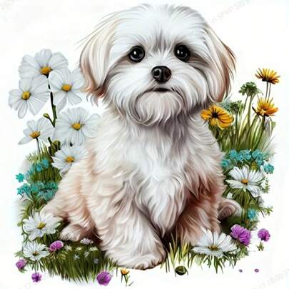 1 قطعة 30 سم * 30 سم / 11.81 بوصة * 11.81 بوصة طقم رسم الماس 5D DIY، رسم ماس كامل لحيوان أليف كلب جميل، فن تطريز الماس، هدية صغيرة بدون إطار لديكور المنزل والزينة