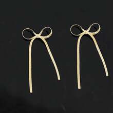Bow Earrings For Women  Sparkly Rhinestone Chain Tassel Earrings Cute Ribbon Stud Earring Daily Party Jewerly Gifts Christmas Stocking Stuffers - D1:gold Bow Tassel Earrings - View 5