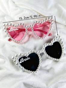 1 Peça Óculos de Sol em Forma de Coração com Pérolas: Acessórios de Decoração de Casamento e Noiva, Acessórios de Foto para Despedida de Solteira