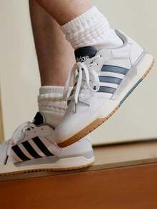 Adidas ENTRAP Comfortable Versatile Non-Slip Durable Low-Top Retro Basketball Shoes, Unisex, White & Blue, Retro American Campus Style Teenage Vibe Basketball Sneakers - White - View 1