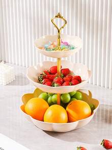 1pc Multi-Tier Dessert Stand - Elegant & Durable Design, Ideal For Weddings, Birthdays, Tea Parties, Fruit Displays, Christmas, Decor - Apricot Or Red Finish Pastry Tray - Multicolor - View 6