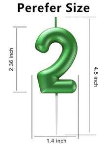 Green Number Birthday Cake Candles, Metallic Wax Cake Decorations, Suitable For Birthday, Anniversary, Gender Reveal, Bachelorette Party, Graduation - Princess Theme, No Feathers, Multi-Purpose Celebration Candles, No Electricity Required - Green - View 6