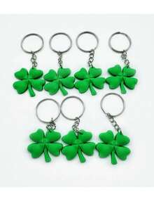 10pcs Four-Leaf Clover Keychain Pendant, Lucky Charm, Cute DIY Gift, Party, Family, Friends, St. Patrick's Day Gift - Multicolor - View 3