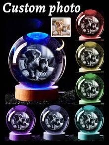 Personalized Crystal Ball Night Light ,Custom 2D Photos Crystal Ball LED Base With Colorful Light,Customized Christmas Gifts ,Personalized Gifts, Holiday Gifts, Birthdays, Anniversaries, Christmas, Personalized Christmas Ornament - Nhiều màu - Xem 3