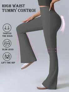 Women's High Waist Flare Leg Pants Legging Seamless Slim Yoga Wide Leg Pants Autumn Winter Clothes Women Pants Elastic Seamless Lift Butt Sports High Waist Pants Gym Wear Women Autumn Outfits ﻿