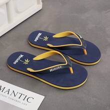 Men's Flip Flops, High-End Non-Slip Odor-Resistant Thong Sandals, Fashionable Rubber Outdoor Thick-Soled Beach Shoes - Blue - View 1