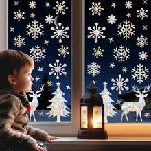 Adornos Navideños para Ventanas, 157 Pegatinas Navideñas Copos de Nieve, Decoracion Navidad, Calcomanías de Vinil Electrostático Reutilizables, Adornos de Navidad - Multicolor - Ver 3