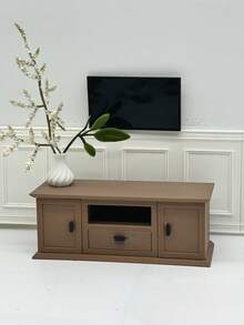 1. Dollhouse Miniature TV Cabinet, Realistic TV Model, Wooden-Look Resin Cabinet, Mini Model Home Decor, Dollhouse Living Room Sofa Scene, Walnut Color Micro Floor Cabinet, Small Vase Decor, Drawer Cabinet Decor, Openable Small Cabinet, Micro Furniture Model - Multicolor - View 9