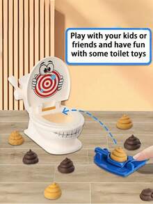 便便射击——一款趣味十足的家庭游戏——便便射击游戏——包含1个马桶、2个速射器和6个软塑料玩具便便。适合3岁及以上男孩女孩，可作为玩具礼物、圣诞礼物或万圣节礼物。 - 彩色 - 查看 3