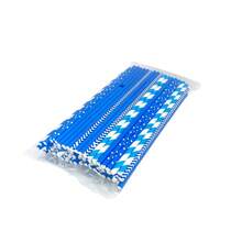 25/100 قطعة/عبوة قش ورقي أزرق متعدد الأنماط للاستخدام مرة واحدة - 6*197 ملم، مناسب للعصائر والحلويات والحفلات المختلفة