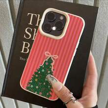 Funda de diseño de ilustración de árbol de Navidad a rayas rosas para  16 Pro Max, compatible con 15 Pro Max/14/16 Plus/15/13P/12/11 - Funda protectora de moda delgada de TPU a prueba de golpes, , accesorio de teléfono a prueba de golpes, funda de teléfono de Navidad, funda protectora delgada, patrón festivo, estética minimalista, material de TPU delgado, funda de teléfono duradera, buscadores de regalos, compradores de festividades Carcasa personalizada con estampado - Blanco antiguo - Ver 5