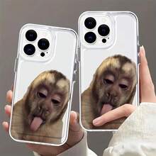 Funda para teléfono con diseño de Cara de Mono Divertido, compatible con iPhone 16, 15, 14 Pro Max, 13, 12, 11, XR y XS Plus. Fabricada en silicona TPU, ofrece protección contra golpes y caídas, además de una excelente sensación al tacto. Es el regalo ideal para familiares, amigos y seres queridos. - transparente - Ver 3