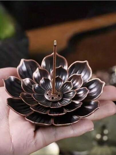 Queimador de incenso em bastão de lótus, porta-incenso, queimador de incenso de lótus, queimador de incenso com 6 furos, acessórios para fragrâncias, pacote com 2