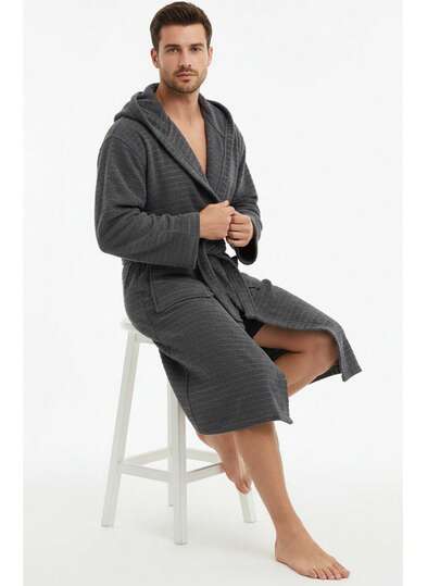 Bathrobe Women Fluffy, Bathrobe Men With Hood Terry Cloth Sauna Robe, Unisex, Sauna Robe Women With Long Belt S/M - L/XL Home Bathroom Decor Summer