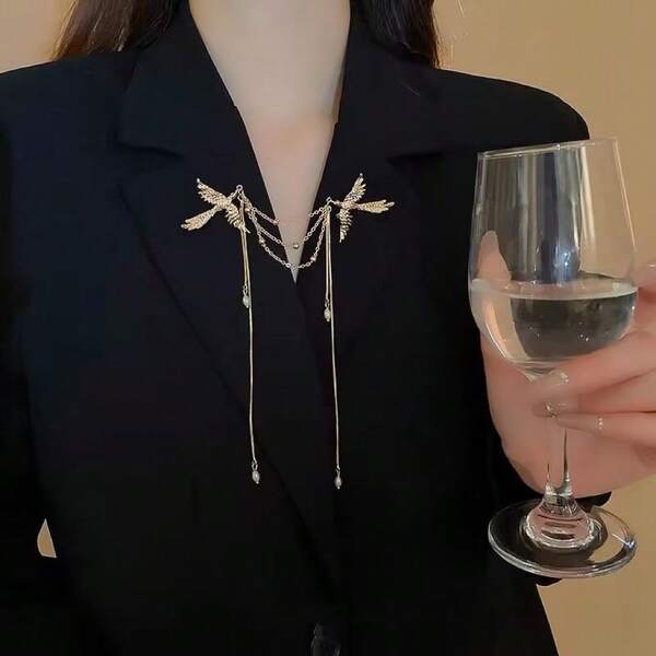 Spilla stile cinese con nappine e perle finte, adatta per cheongsam, abiti, decorazione fenice stile cinese nuovo