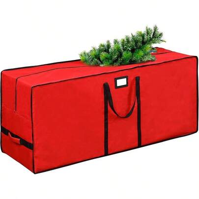 7. Ft Chritma Tree A Bag Heavy Duty 600D Oord Fabric With Nforced Handle And Dual Zipper Wide Opening Ea Lar A Container For Tree And Decoran Red