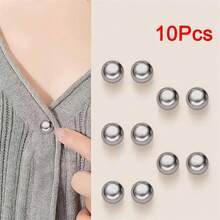 10 قطع أزرار بلاستيكية بملمس اللؤلؤ - أزرار قابلة للتعديل بدون خياطة، أزرار زخرفية ذات سطح كروي لامع باللون الأزرق الداكن/الأسود والأبيض/البيج للقمصان والفساتين والسترات والأعلى - متينة وسهلة الاستخدام (10 قطع)، أزرار بريق موضة، أزرار رأس مسطح أنيقة للكارديجان والمعاطف